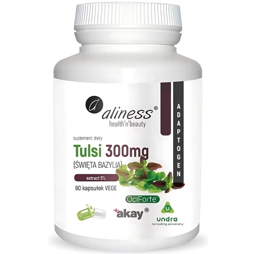 Aliness - Tulsi (Święta Bazylia) extract 5% 300mg - 90 Vege kapsułek Aliness - Tulsi (Święta Bazylia) extract 5% 300mg - 90 Vege kapsułek
